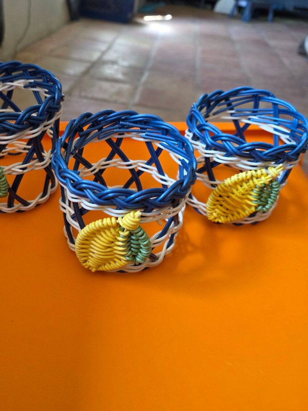 Imported Bamboo Handmade twisted glass and bottle holders set of 3